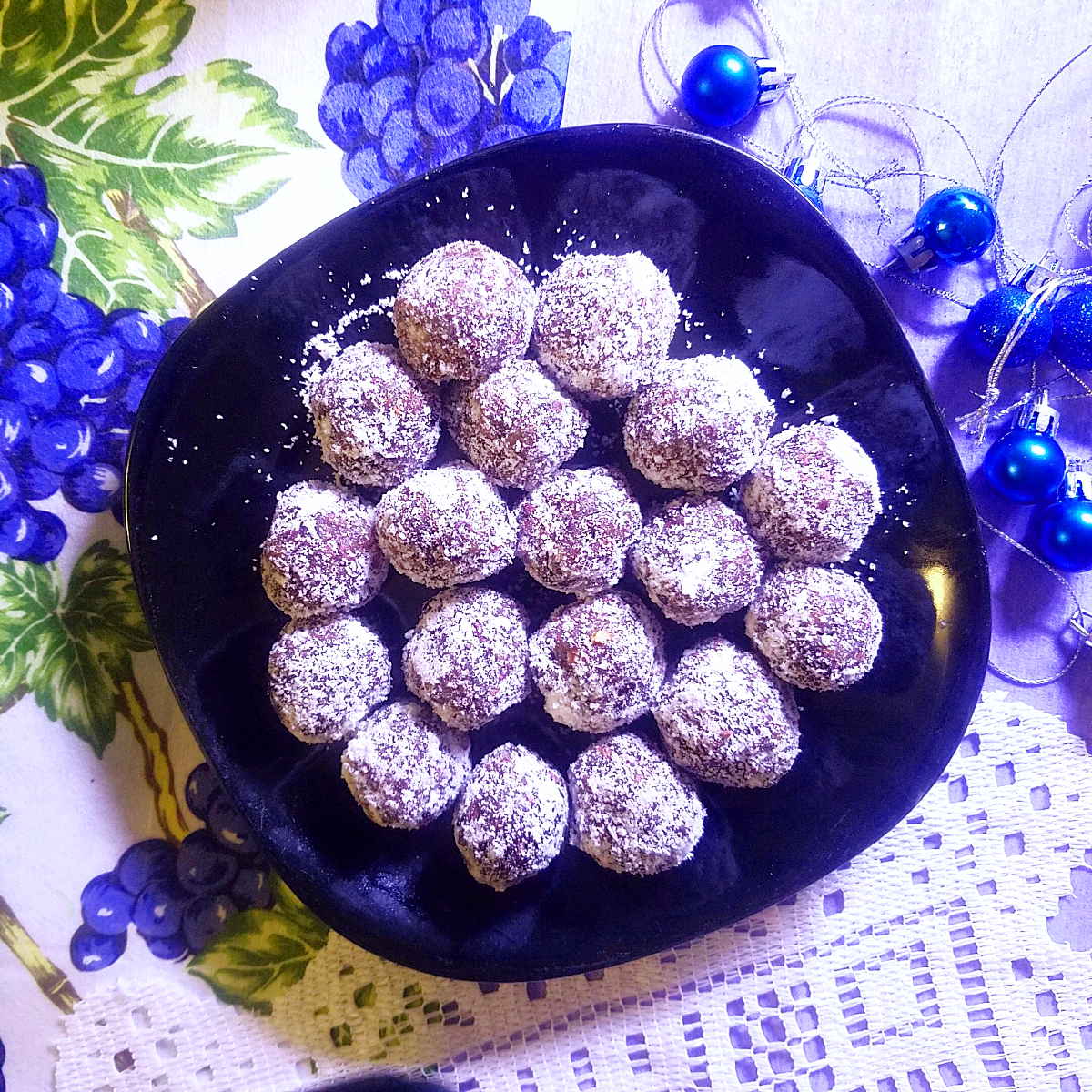cherry cacao coconut date balls