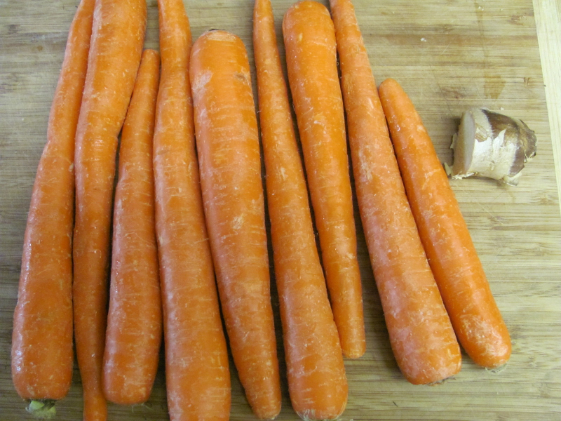 carrots and ginger, ready to be juiced