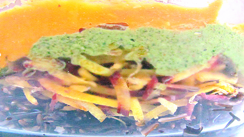 carrot greens pesto casserole layers