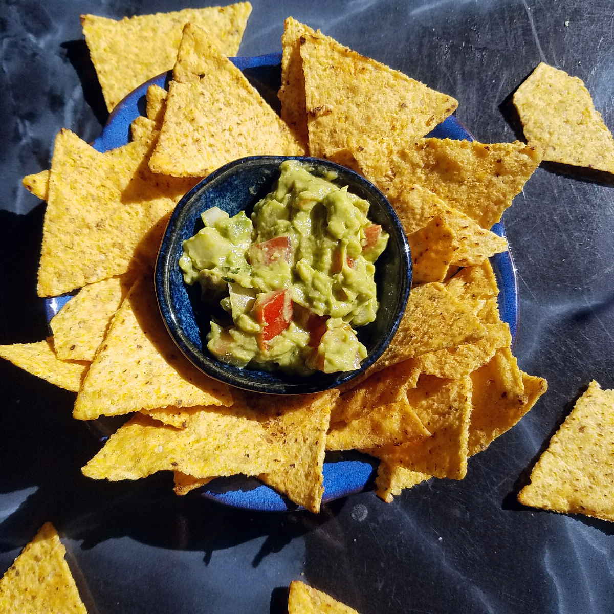 guacamole with corn chips