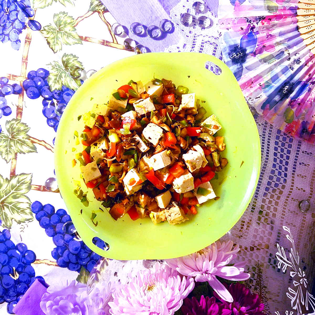 tofu salad with citrus and mint (soy-free option)